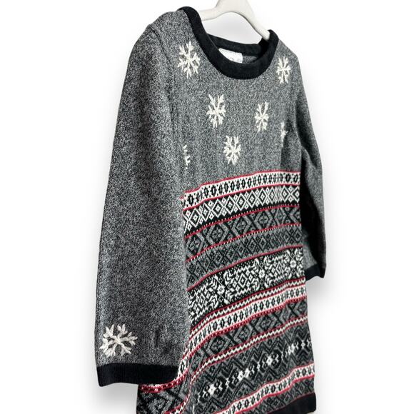 Hanna Andersson Black and Gray Sweater Dress with Snowflakes Size 90 (US Size 3) - Picture 1 of 5